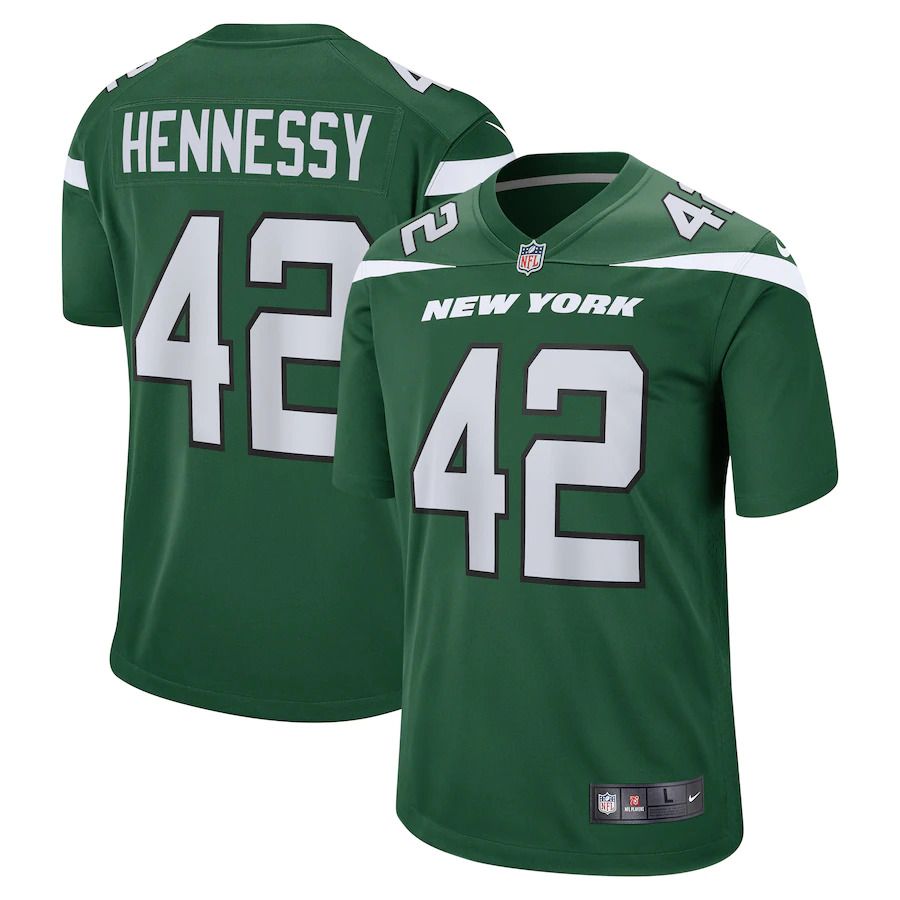Men New York Jets 42 Thomas Hennessy Nike Gotham Green Game NFL Jersey